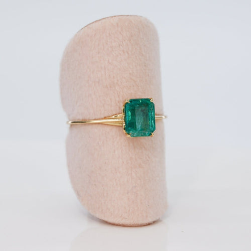 Bague 54 Bague en or jaune 14 ct et émeraude naturelle 1,51 ct 58 Facettes R008