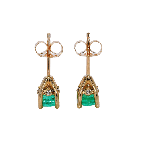 Boucles d'oreilles Boucles d'oreilles en or jaune avec émeraudes et diamants 58 Facettes E0025