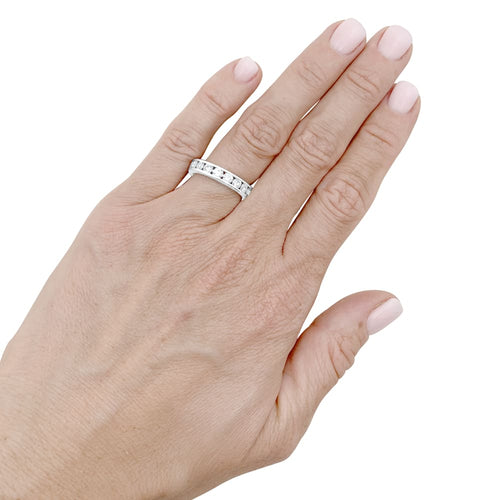 Bague 53 Alliance tour complet en or blanc et diamants 58 Facettes 35627