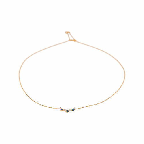 Collier Collier maille forçat en or jaune, saphirs et diamants 58 Facettes 5742001CN
