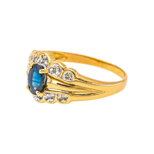 Bague 54 Bague en or jaune et blanc avec saphir et diamants 58 Facettes 5741987CN