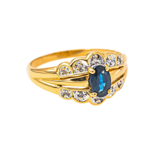 Bague 54 Bague en or jaune et blanc avec saphir et diamants 58 Facettes 5741987CN