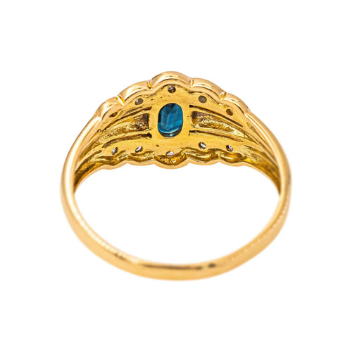 Bague 54 Bague en or jaune et blanc avec saphir et diamants 58 Facettes 5741987CN