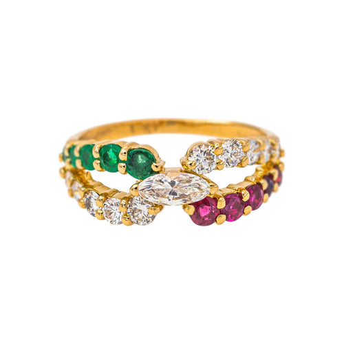 Bague 55 Bague en or jaune, diamants, rubis et émeraudes 58 Facettes 5750785CN