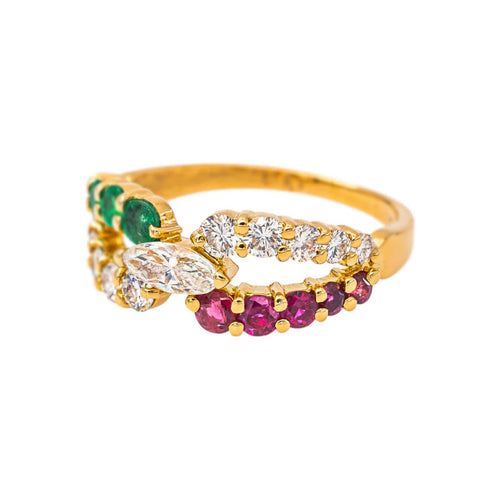 Bague 55 Bague en or jaune, diamants, rubis et émeraudes 58 Facettes 5750785CN