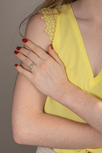 Bague 57 Bague bandeau en or jaune et diamants 58 Facettes 5276267RV