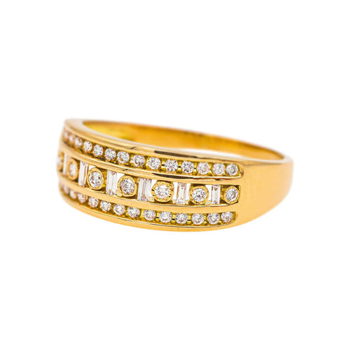 Bague 57 Bague bandeau en or jaune et diamants 58 Facettes 5276267RV