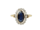 Bague Pompadour en or jaune, saphir de Verneuil et diamants
