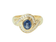 Bague en or jaune, saphir ovale et diamants