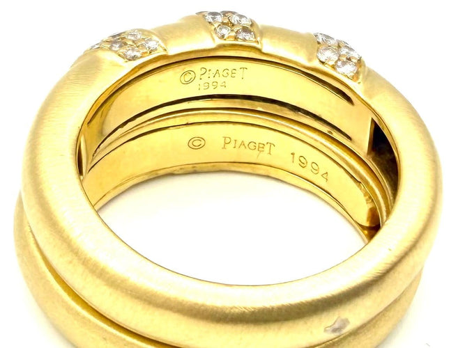 Bague 56 Piaget - Bagues vintage en or jaune 18K et diamants 58 Facettes PIAGET BG