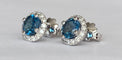Boucles d'oreilles Boucles d'oreilles halo en or blanc, topazes London Blue et diamants 58 Facettes earrings