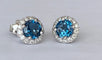 Boucles d'oreilles Boucles d'oreilles halo en or blanc, topazes London Blue et diamants 58 Facettes earrings