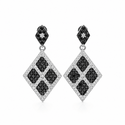 Boucles d'oreilles Boucles d’oreilles en or blanc, diamants blancs et noirs 58 Facettes 1.0000689/2