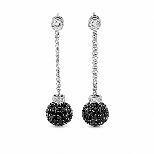 Boucles d'oreilles Boucles d’oreilles pendantes en or blanc et diamants blancs et noirs 58 Facettes 1.0000155/4