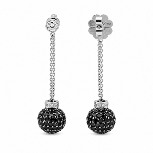 Boucles d'oreilles Boucles d’oreilles pendantes en or blanc et diamants blancs et noirs 58 Facettes 1.0000155/4