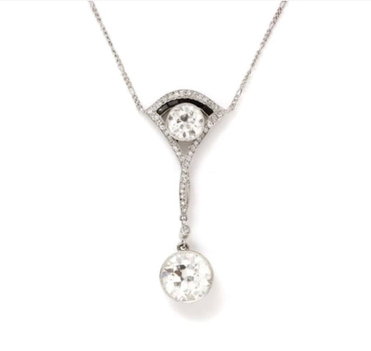 Collier Van Cleef & Arpels - Collier Négligée Art déco en platine, diamants et onyx 58 Facettes D17