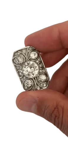 Bague 48 Gübelin - Bague Art déco en platine et diamants taille ancienne 58 Facettes F35