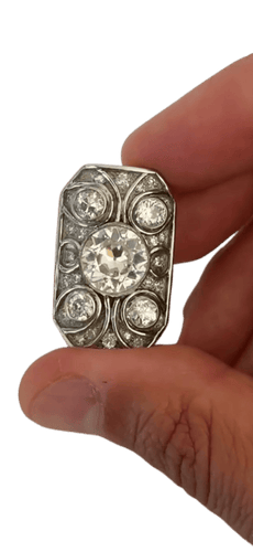 Bague 48 Gübelin - Bague Art déco en platine et diamants taille ancienne 58 Facettes F35