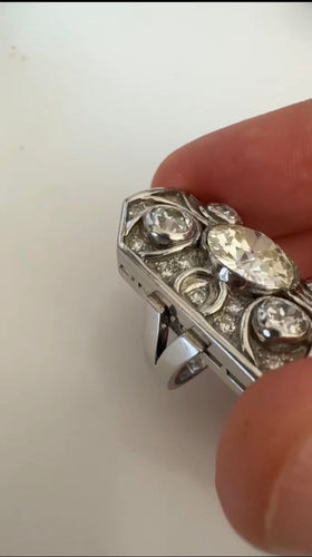 Bague 48 Gübelin - Bague Art déco en platine et diamants taille ancienne 58 Facettes F35