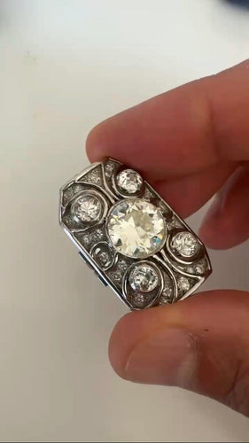 Bague 48 Gübelin - Bague Art déco en platine et diamants taille ancienne 58 Facettes F35