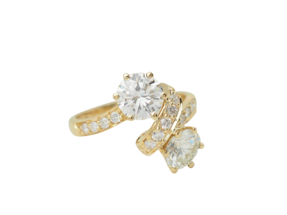 Bague 52 Toi et Moi - Bague en or jaune et diamants 58 Facettes 33541
