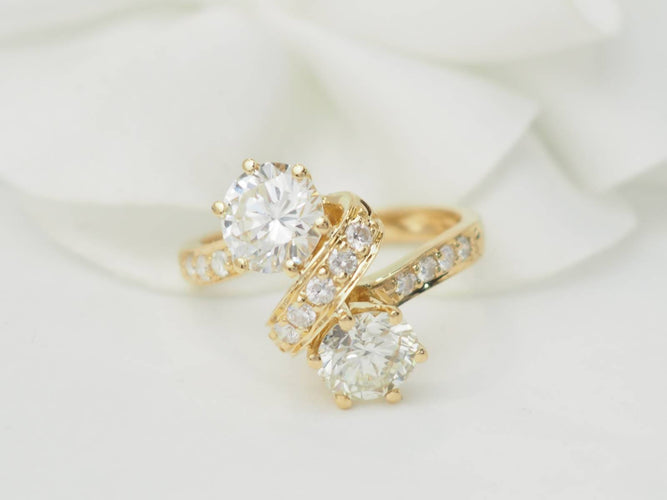 Bague 52 Toi et Moi - Bague en or jaune et diamants 58 Facettes 33541