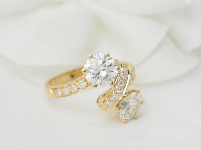 Bague 52 Toi et Moi - Bague en or jaune et diamants 58 Facettes 33541
