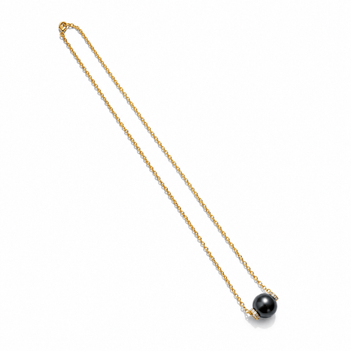 Collier Collier en or jaune avec perle de Tahiti et diamants 58 Facettes 10038/18