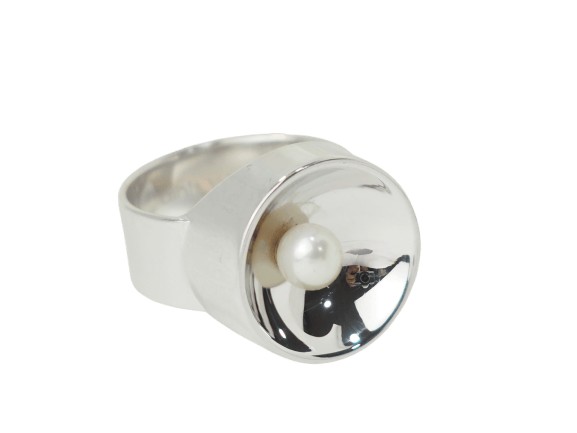 Dinh Van - Bague vintage en or blanc et perle de culture