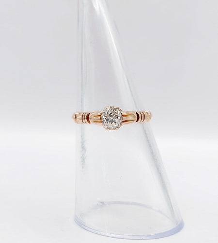 Bague 52 Bague solitaire antique en or rose 18K et diamant 58 Facettes A07437