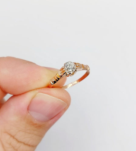 Bague 52 Bague solitaire antique en or rose 18K et diamant 58 Facettes A07437