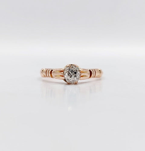 Bague 52 Bague solitaire antique en or rose 18K et diamant 58 Facettes A07437