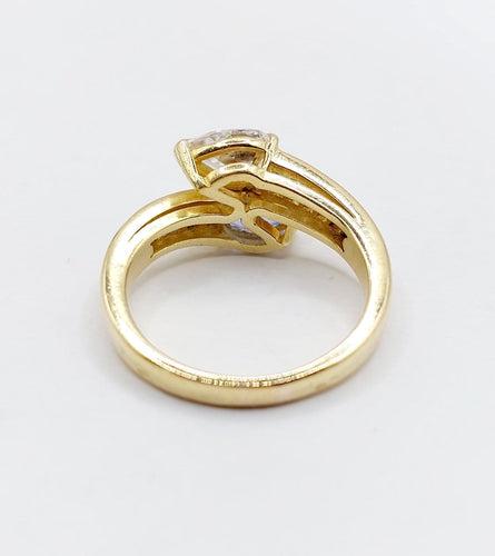 Bague 55 Bague toi et moi serpent en or 18k, diamant poire et saphir 58 Facettes A07351