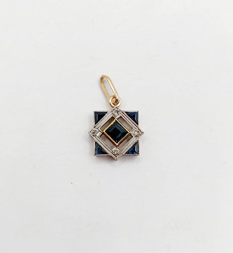 Pendentif Pendentif Art déco en or 18k, saphirs et diamants 58 Facettes A07348