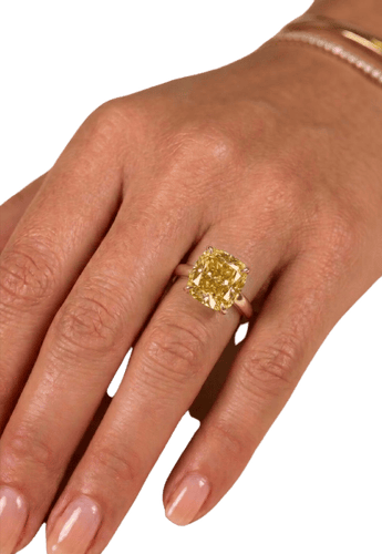 Bague 52 Bague solitaire en or rose et diamant jaune Fancy Intense GIA 58 Facettes F36