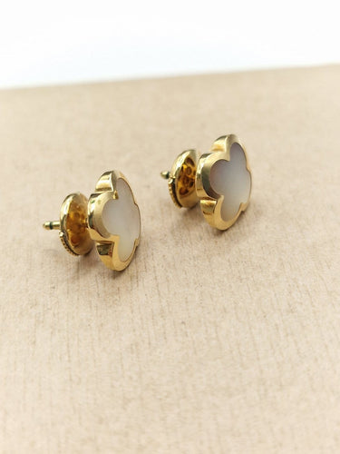 Boucles d'oreilles VCA Pure Alhambra - Boucles d'oreilles en or jaune et nacre 58 Facettes CV-077