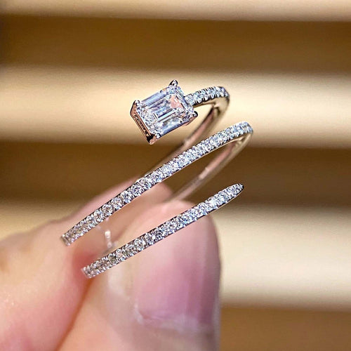 Bague 53 Teide - Bague diamant taille émeraude en or blanc 18K 58 Facettes GBR1062WG