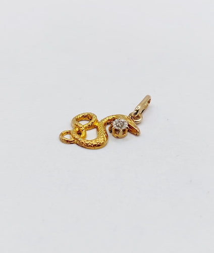 Pendentif Pendentif serpent ancien en or 18k et diamant taille rose 58 Facettes A07385