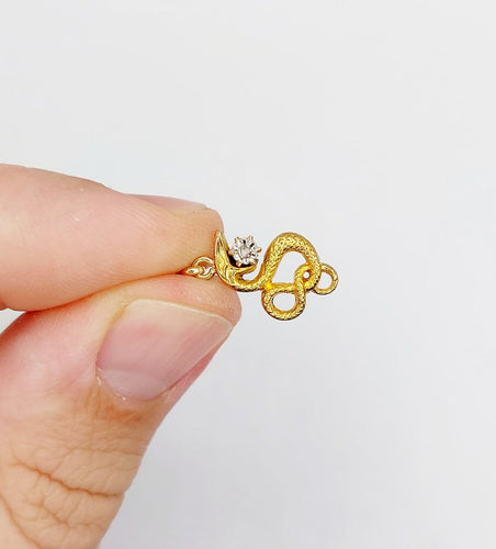 Pendentif Pendentif serpent ancien en or 18k et diamant taille rose 58 Facettes A07385