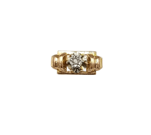 Bague 50 Bague tank en or 18K et platine avec diamant 58 Facettes SADD/31/040