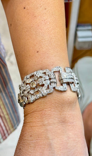 Bracelet Art Déco - Bracelet en platine et diamants naturels 58 Facettes Bad