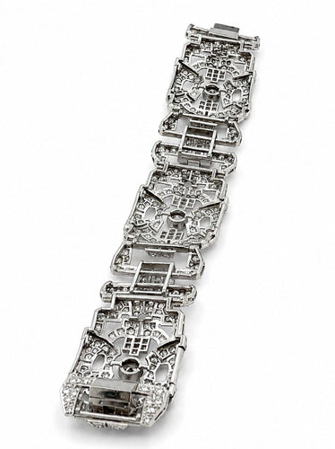 Bracelet Art Déco - Bracelet en platine et diamants naturels 58 Facettes Bad