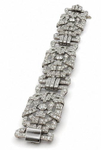 Bracelet Art Déco - Bracelet en platine et diamants naturels 58 Facettes Bad