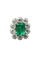 Bague 55 Margherita - Bague en or blanc avec émeraude colombienne et diamants 58 Facettes