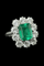 Bague 55 Margherita - Bague en or blanc avec émeraude colombienne et diamants 58 Facettes