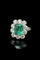 Bague 55 Margherita - Bague en or blanc avec émeraude colombienne et diamants 58 Facettes