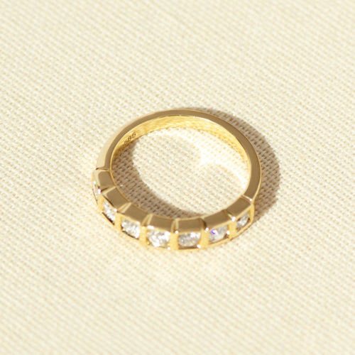 Bague 57 Demi-alliance - Bague en or jaune 585 et diamants 58 Facettes