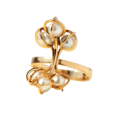 Bague 64 Bague vintage en or jaune 585 et perles d’eau salée 58 Facettes HJ250262