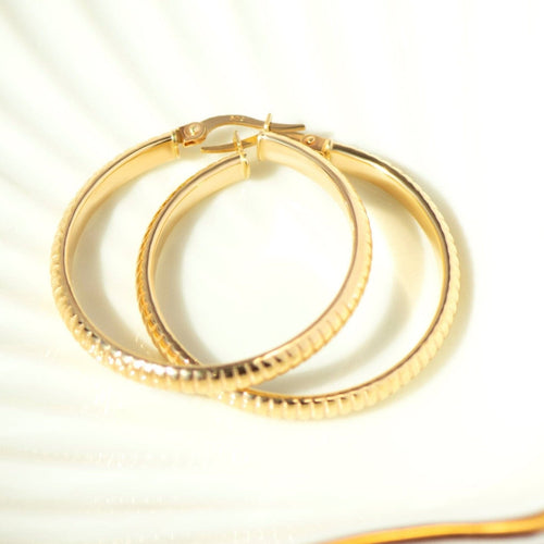 Boucles d'oreilles Vintage - Boucles d'oreilles créoles en or jaune 585 58 Facettes