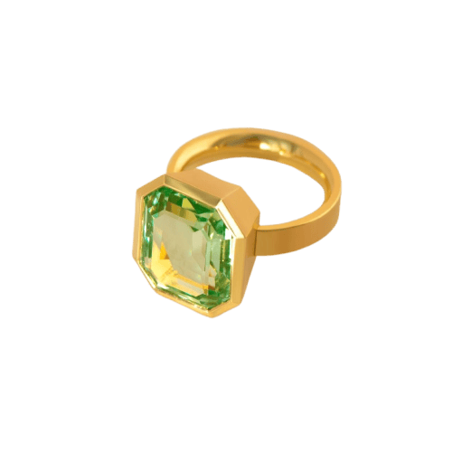 Bague 55.5 Bague en or jaune 750 et béryl 13 ct 58 Facettes HJ250265